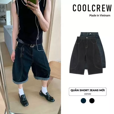 Quần Short Jeans Dáng Bầu Lửng 𝐂𝐎𝐎𝐋𝐂𝐑𝐄𝐖 Ống Rộng Phong Cách Hàn Quốc Unisex Nam Nữ QTL027