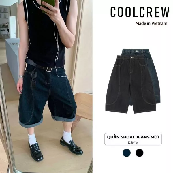 Quần Short Jeans Dáng Bầu Lửng 𝐂𝐎𝐎𝐋𝐂𝐑𝐄𝐖 Ống Rộng Phong Cách Hàn Quốc Unisex Nam Nữ QTL027