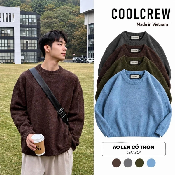 Áo Len Sợi Dệt 𝐂𝐎𝐎𝐋𝐂𝐑𝐄𝐖 Cổ Tròn Dày Dặn Ấm Áp Mùa Đông ALD 02 ALD060