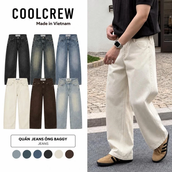 Quần Jeans Ống Baggy 𝐂𝐎𝐎𝐋𝐂𝐑𝐄𝐖 Unisex Nam Nữ Phong Cách Thời Trang Hàn Quốc QED127