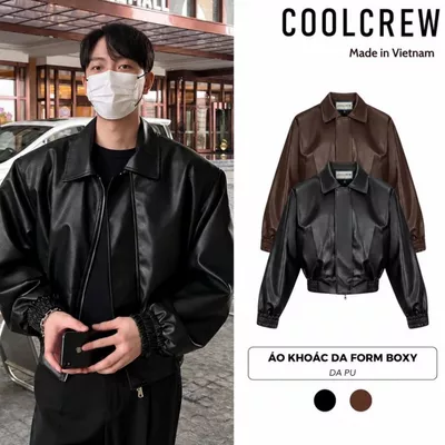 Áo Khoác Da Form Boxy 𝐂𝐎𝐎𝐋𝐂𝐑𝐄𝐖 Fit Tôn Dáng Basic Nam Nữ Phong Cách Trẻ Hàn Quốc 01 AKD042