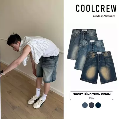Quần short jean ngang gối 𝐂𝐎𝐎𝐋𝐂𝐑𝐄𝐖, vải denim dày dặn CRS01-03 QTN045