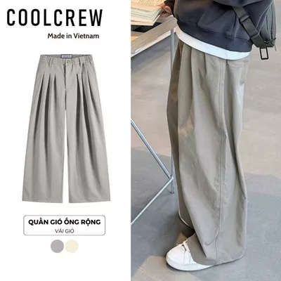 Quần Kaki Gió Xếp Ly Ống Rộng 𝐂𝐎𝐎𝐋𝐂𝐑𝐄𝐖 Chất Vải Dày Dặn Phong Cách Hàn Quốc QTD047