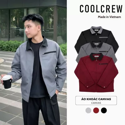 Áo Khoác Canvas 𝗖𝗼𝗼𝗹𝗰𝗿𝗲𝘄 Unisex Nam Nữ Phối Cổ Cách Điệu– Chuẩn Phong Cách Menswear Hàn Quốc AKD048