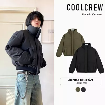 Áo Khoác Phao 𝐂𝐎𝐎𝐋𝐂𝐑𝐄𝐖 Form Boxy Bông Tấm Unisex Cao Cổ Phong Cách Hàn Quốc Menswear AKD050