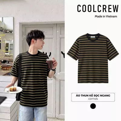 Áo Thun Kẻ Sọc Ngang 𝐂𝐎𝐎𝐋𝐂𝐑𝐄𝐖 Unisex Cotton Form Regular Cổ Tròn Phong Cách Hàn Quốc Trẻ Trung Mùa Hè ATN135