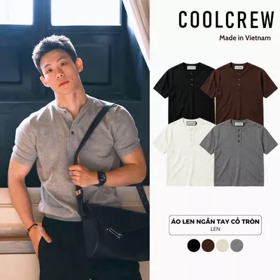 Áo Thun Len Dệt Kim Cổ Tròn 3 Cúc 𝐂𝐎𝐎𝐋𝐂𝐑𝐄𝐖 Ngắn Tay Phong Cách Thời Trang Hàn Quốc ALH02 ALN092