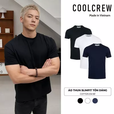 Áo Thun Slimfit Tôn Dáng 𝐂𝐎𝐎𝐋𝐂𝐑𝐄𝐖 Chất Cotton Em Bé Mềm Mịn Co Giãn Phong Cách Thể Thao Năng Động ATN054
