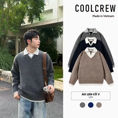Áo Len Cổ Bẻ Layer 𝐂𝐎𝐎𝐋𝐂𝐑𝐄𝐖 Form Rộng Unisex Nam Nữ Phong Cách Hàn Quốc ALD 05 ALD084