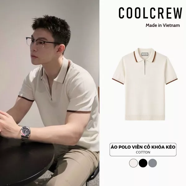 Áo Polo Viền Cổ Phối Khóa Kéo 𝐂𝐎𝐎𝐋𝐂𝐑𝐄𝐖 Form Rộng Tay Ngắn Basic Phong Cách Hàn Quốc Unisex APN107