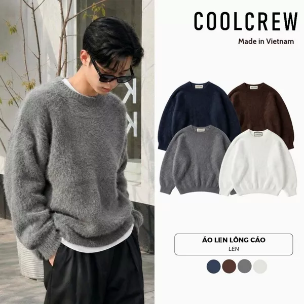 Áo Len Lông Cáo Mịn Dài Tay 𝐂𝐎𝐎𝐋𝐂𝐑𝐄𝐖 Cổ Tròn Form Regular Fit Phong Cách Hàn Quốc Unisex ALD145