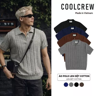 Áo Polo Ngắn Tay Len Dệt Kim Cotton 𝐂𝐎𝐎𝐋𝐂𝐑𝐄𝐖 Form Regular Fit Phong Cách Trẻ Trung Hàn Quốc ALC01 ALN058