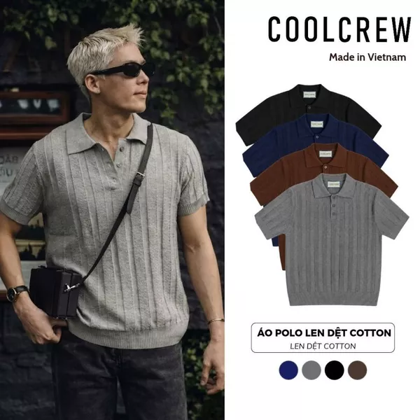 Áo Polo Ngắn Tay Len Dệt Kim Cotton 𝐂𝐎𝐎𝐋𝐂𝐑𝐄𝐖 Form Regular Fit Phong Cách Trẻ Trung Hàn Quốc ALC01 ALN058
