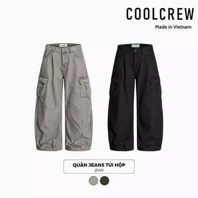 Quần Jeans Túi Hộp 𝐂𝐎𝐎𝐋𝐂𝐑𝐄𝐖 Ống Rộng Unisex Nam Nữ Phong Cách Thời Trang QTD082