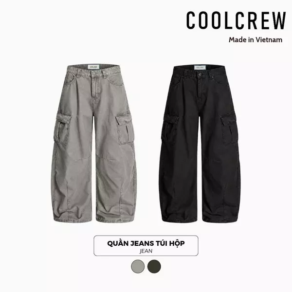 Quần Jeans Túi Hộp 𝐂𝐎𝐎𝐋𝐂𝐑𝐄𝐖 Ống Rộng Unisex Nam Nữ Phong Cách Thời Trang QTD082