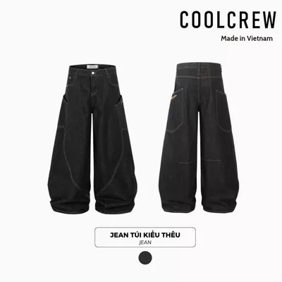 Quần Jean Dài Ống Rộng Túi Kiểu Thêu 𝐂𝐎𝐎𝐋𝐂𝐑𝐄𝐖 Unisex Nam Nữ QTD066