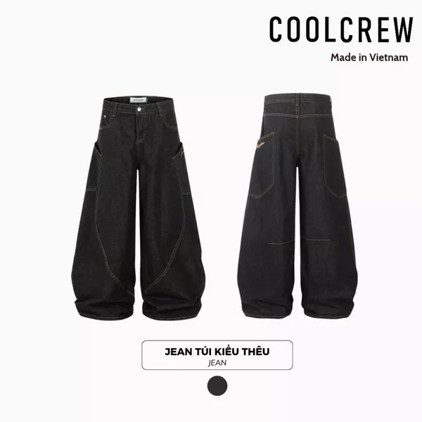Quần Jean Dài Ống Rộng Túi Kiểu Thêu 𝐂𝐎𝐎𝐋𝐂𝐑𝐄𝐖 Unisex Nam Nữ QTD066