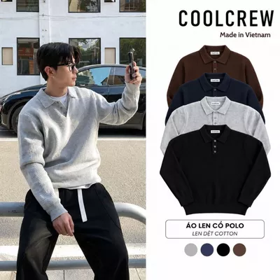 Áo Len Dài Tay Cổ Polo Unisex ALD 01, Nam Nữ 𝐂𝐎𝐎𝐋𝐂𝐑𝐄𝐖 Chất Len Dệt Tổng Hợp Streetwear ALD055