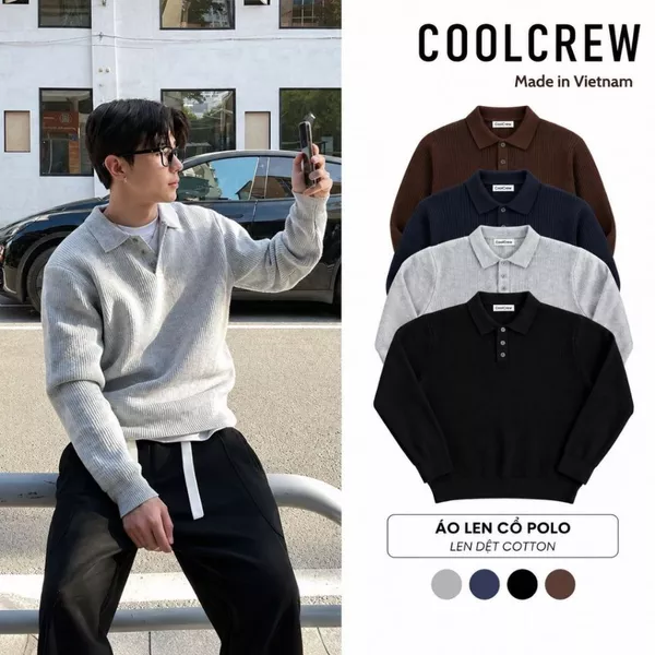 Áo Len Dài Tay Cổ Polo Unisex ALD 01, Nam Nữ 𝐂𝐎𝐎𝐋𝐂𝐑𝐄𝐖 Chất Len Dệt Tổng Hợp Streetwear ALD055