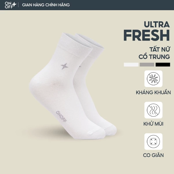 Tất vớ nữ cổ trung Cotton công nghệ ULTRA FRESH kháng khuẩn khử mùi - ONOFF 16AQ25A114