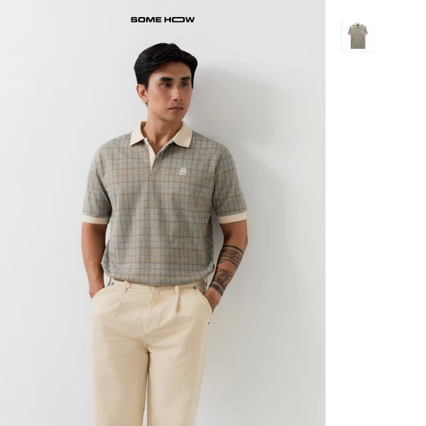 Áo Polo Nam Glen Beige Tone, Chất Vải Cotton Dệt Blend Thoải Mái, PL0058, SOME HOW STORE