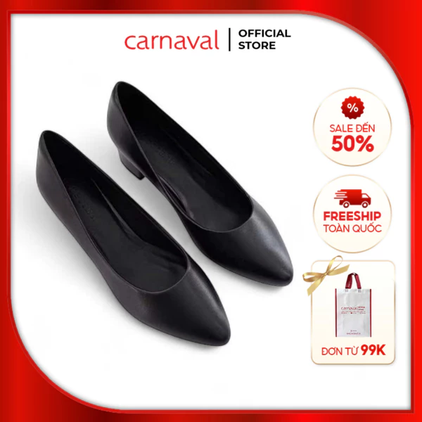 Giày Cao Gót Mũi Nhọn Carnaval Phong Cách Công Sở Gót Vuông Cao 4cm - VS85