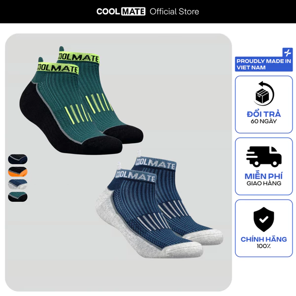 Combo 2 Tất chạy bộ cổ ngắn Running thấm hút mồ hôi tốt Coolmate