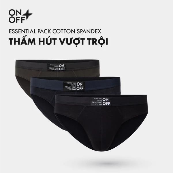 Combo 3 quần lót sịp nam tam giác brief Cotton Spandex Basic lành tính thấm hút mồ hôi - ONOFF 18UQ24A054