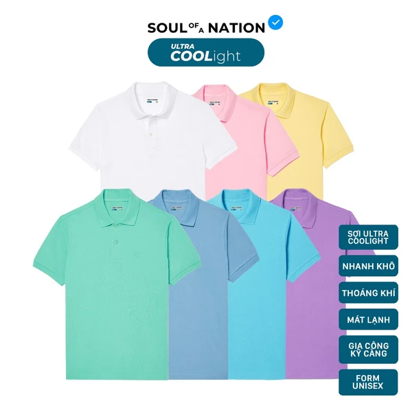 Áo Polo Ultra COOLight Gam Màu Sáng Unisex SOUL OF A NATION Vải COOLight Pique mát lạnh, chống nhăn