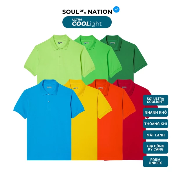 Áo Polo Ultra COOLight Gam Màu Tươi Unisex SOUL OF A NATION Vải COOLight Pique mát lạnh, chống nhăn