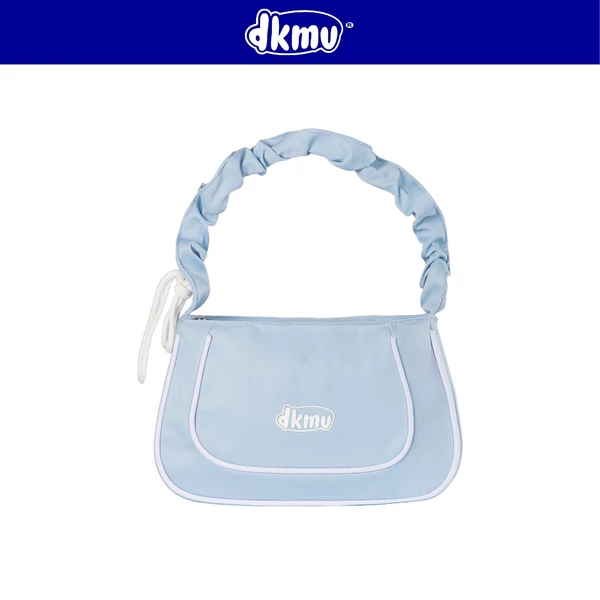 Túi xách nữ xinh rút dây xanh pastel DKMV phối viền trắng in logo su nổi vải canvas đứng form Nichu Bag | K-B42-XNVT