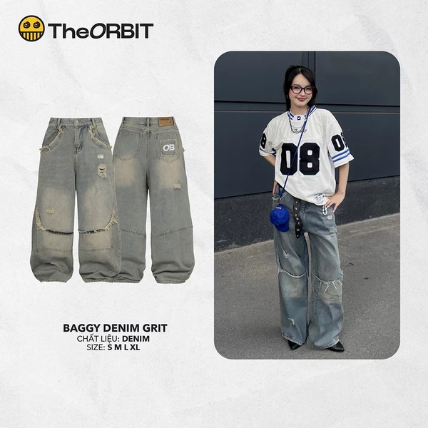 Quần Jean Nam Nữ The ORBIT Baggy Denim Grit - Local Brand Chính Hãng
