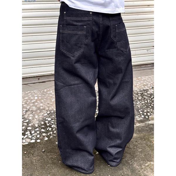 Quần Jean Form Baggy Denim Raw Dày 4 Túi sau Thebrothers-  chất denim 13oz màu indigo
