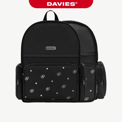 Balo đi học nữ nam màu đen họa tiết DAVIES  local brand Davies Special Backpack| D-P48
