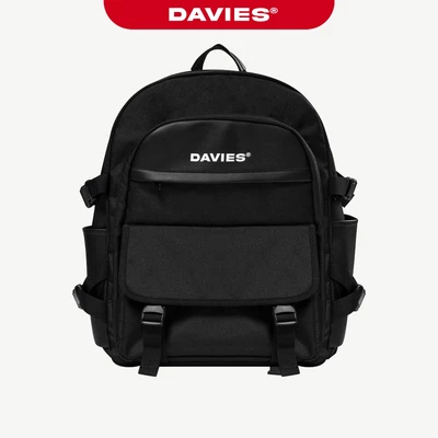 Balo đi học nam nữ DAVIES màu đen Canvas phối da GO Backpack local brand | D-P44