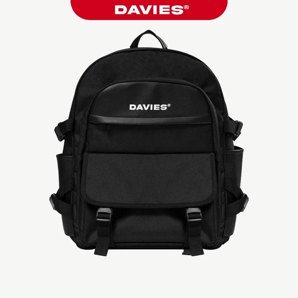 Balo đi học nam nữ DAVIES màu đen Canvas phối da GO Backpack local brand | D-P44