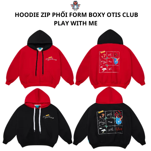Áo khoác dây kéo phối Otis from boxy dày dặn cổ cao tay phồng - Play With Me