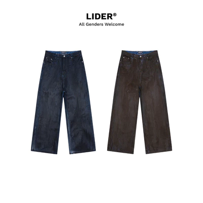 LIDER Jeans - Quần Jeans Wash Unisex LIDER STONE DRIFT WASHED JEANS - Night Blue/Brown
