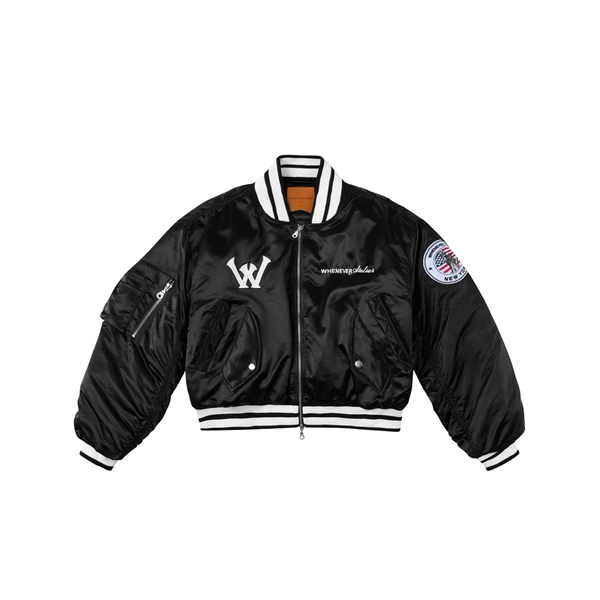 “WHENEVER” ÁO KHOÁC BOMBER FORM BOXY - NEW YORK BOMBER / BLACK