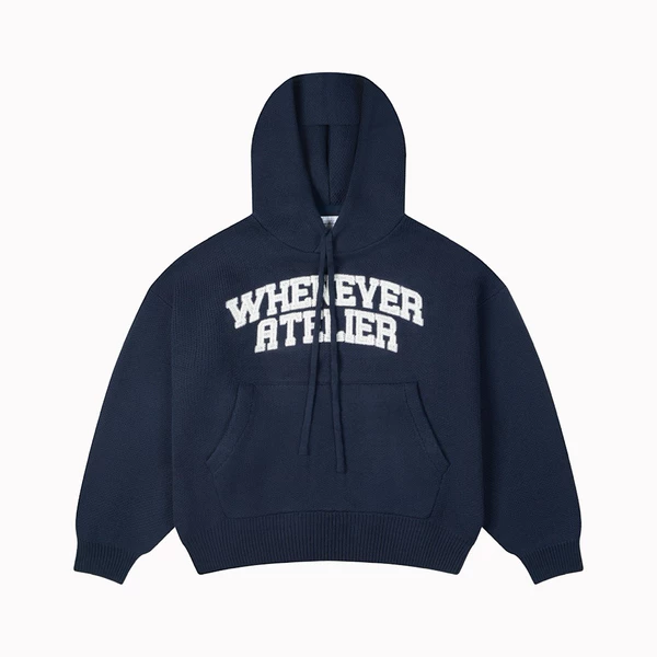 “WHENEVER” ÁO KHOÁC HOODIE LEN - BASIC LOGO KNIT HOODIE / NAVY