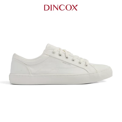 Giày Sneaker Vải Canvas Nam Nữ E18 White Dincox Shoes - Giày Trắng Đi Học