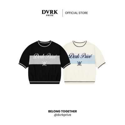 Áo Thun Nữ Tay Ngắn Cổ Tròn Dệt Kim DVRK PRIVÉ Form Crop Tee Vừa Vặn Thoải Mái BAR LOGO - 25PF