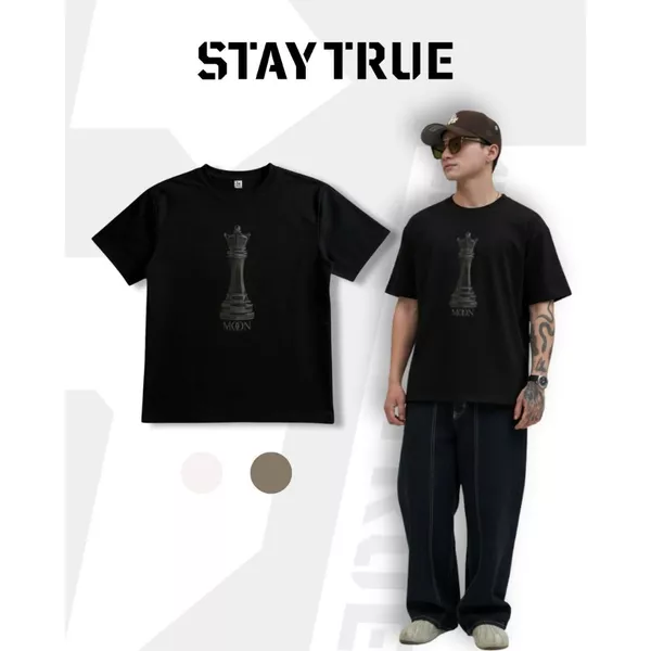 Áo Thun Local Brand STAYTRUE - Áo Thun Nam Nữ Unisex Moon-ST, T-Shirt Basic Cotton Cao Cấp 210GSM