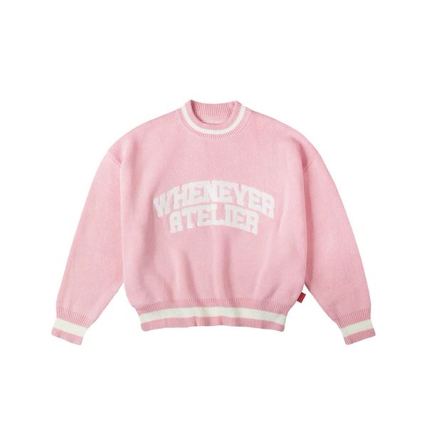 “WHENEVER” ÁO KHOÁC SWEATER LEN - BASIC LOGO KNIT SWEATER / PINK