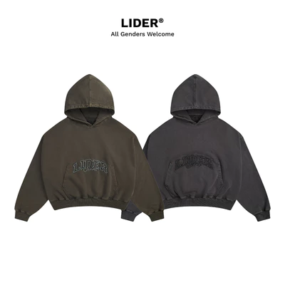 Áo Khoác Hoodie Wash Màu Chất Nỉ Dày Dặn Unisex LIDER WASHED CORE HOODIE - Grey/Moss
