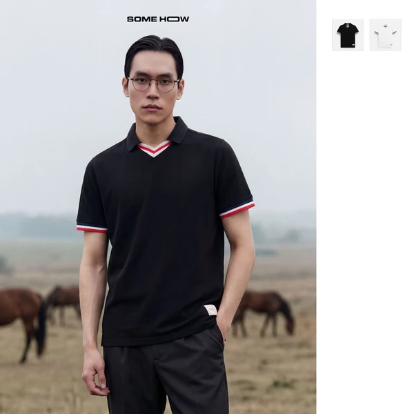 Áo Polo Slimfit Cổ Tim Phối Bo Vải Cá Sấu Cotton 4 Chiều Thoải Mái Chỉn Chu, PL0217 SOME HOW STORE
