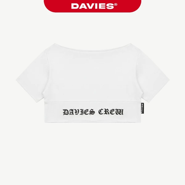 Áo croptop nữ form cổ ngang rộng DAVIES hoạ tiết hình in chữ hiphop nỉ chân cua màu trắng Legacy Croptop | D-T49-T