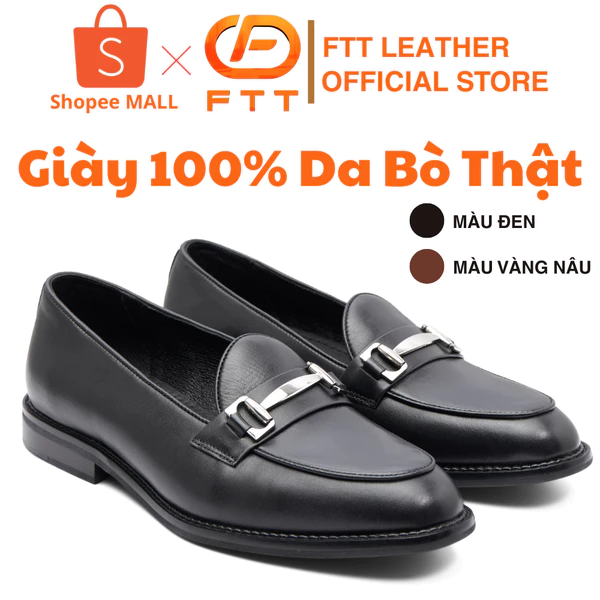 Giày da bò Horsebit Loafer nam chính hãng cao cấp Fttleather, đế phíp bền bỉ chống trơn, trượt
