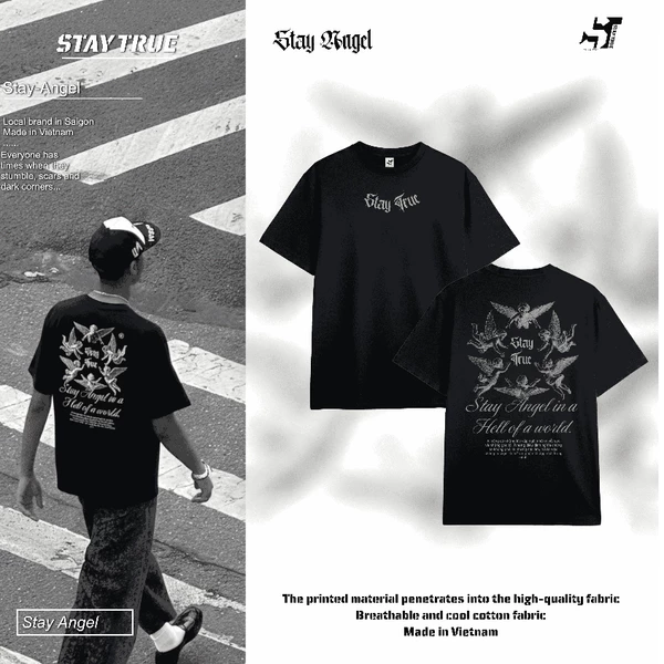 Áo Thun Asendance Staytrue - Áo Thun Nam Nữ Unisex Vải Cotton Thoáng Mát