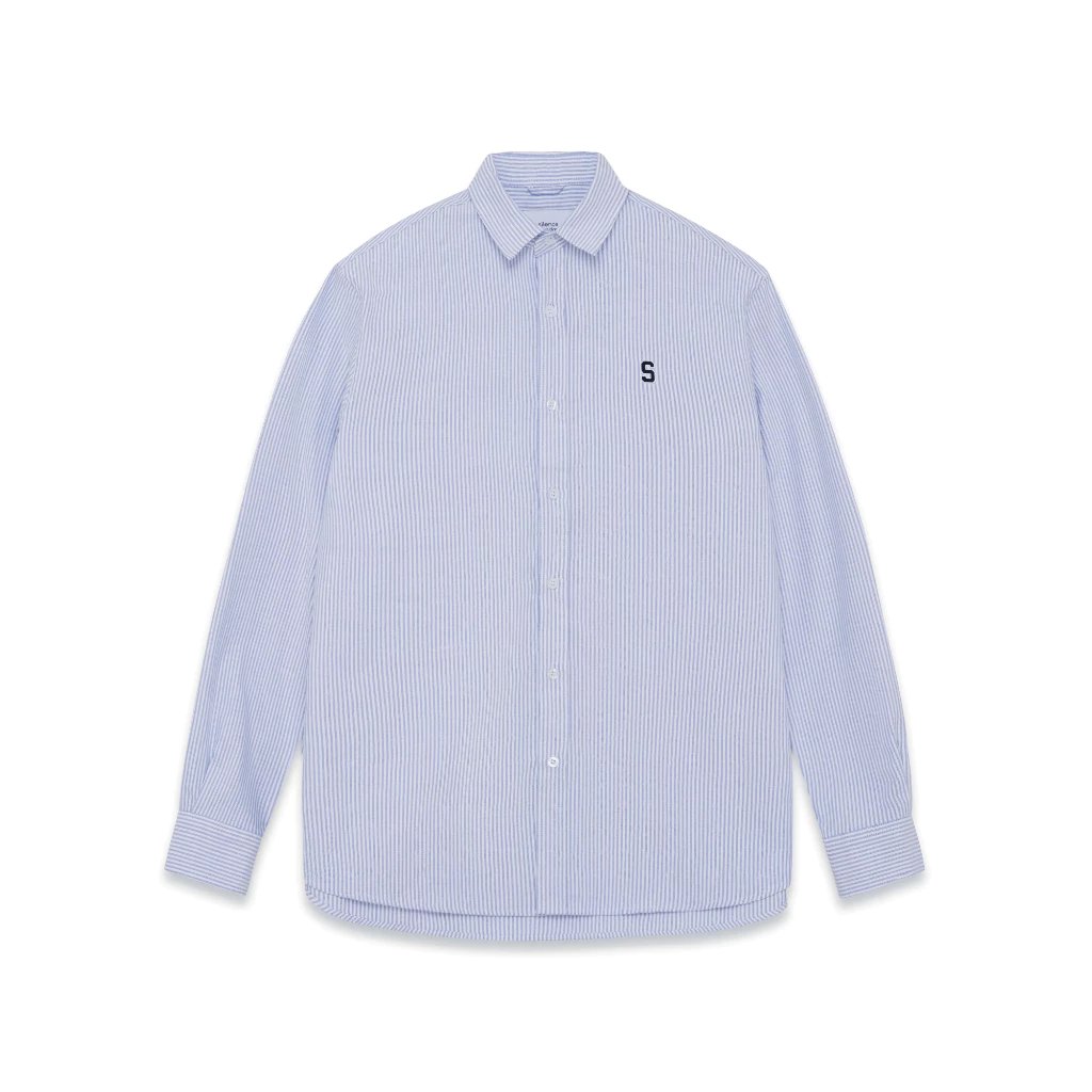 Áo sơ mi SilenceStandard Premium Oxford Shirt Logo S thêu/ kẻ xanh [SO02]